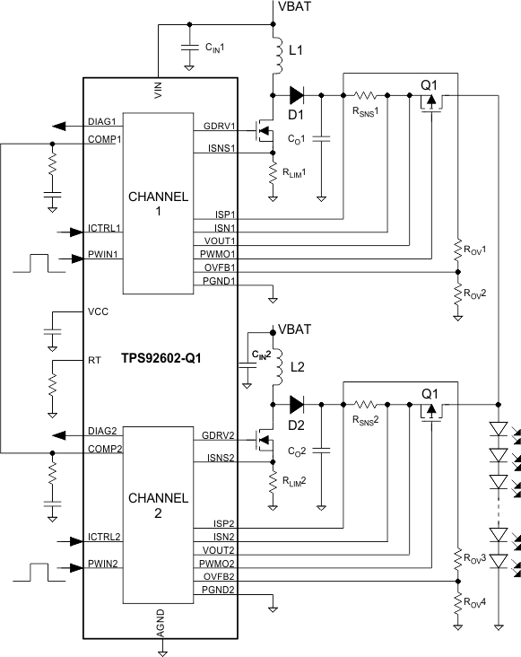 boost regulator (v in   v o  simplified schematic, paralleled